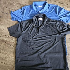 Men's Blue and Black Polo Shirts